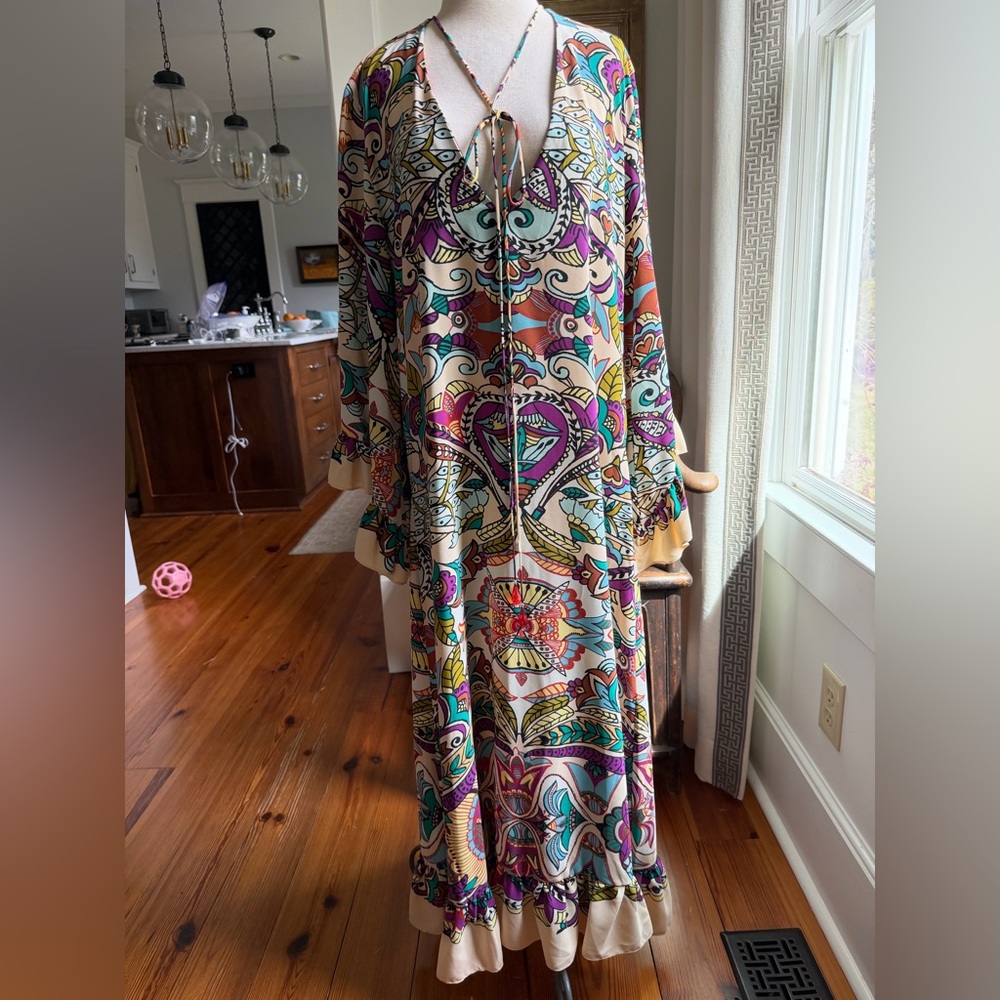Zara Multicolor Long Sleeve Maxi Dress